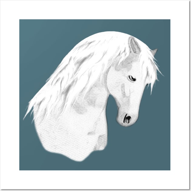 Horse Lovers White Horse Wall Art by KC Morcom aka KCM Gems n Bling aka KCM Inspirations